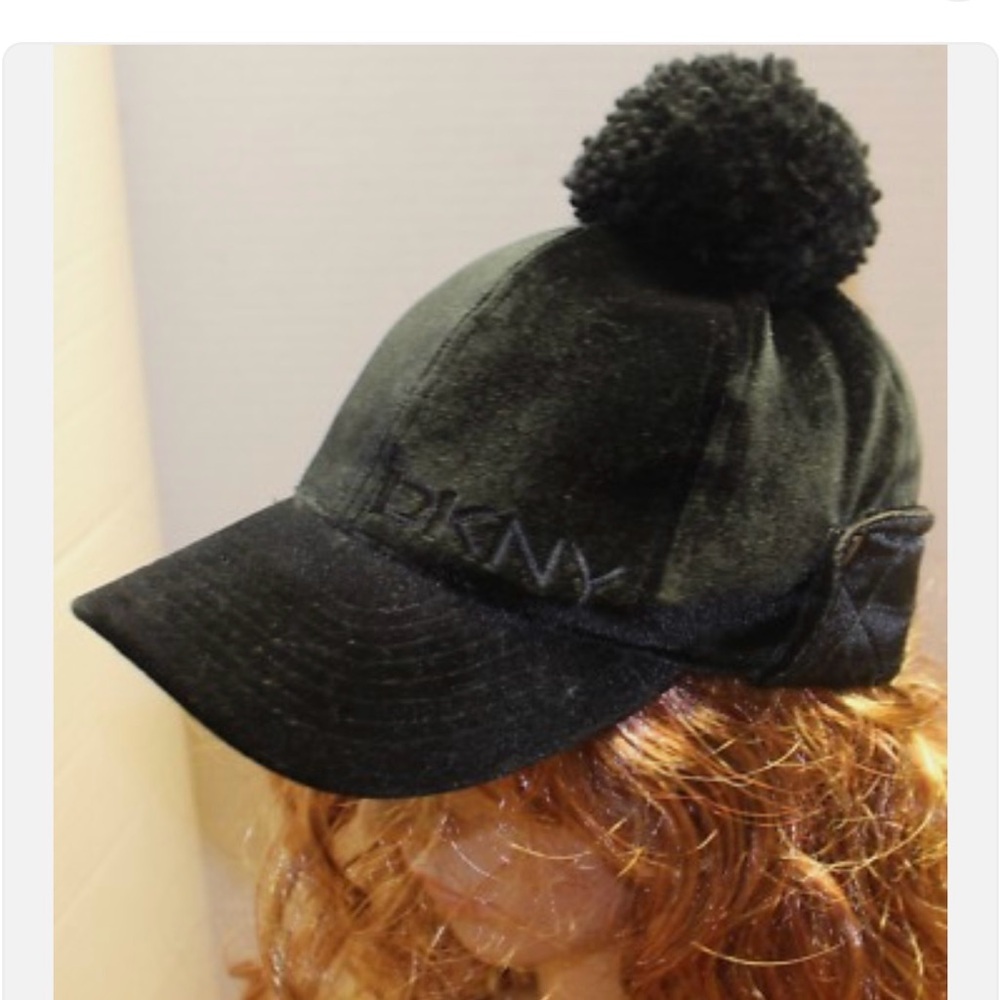 DKNY Kids Black Pom-Pom Hat